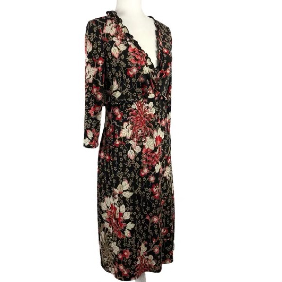 🥀 BCBGMaxAzria, Spider Chrysanthemums Floral Midi Dress - Picture 3 of 15